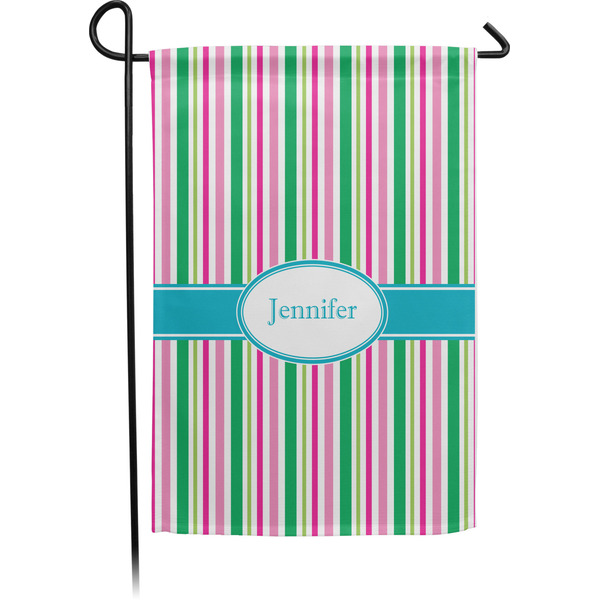 Custom Grosgrain Stripe Small Garden Flag - Single Sided w/ Name or Text