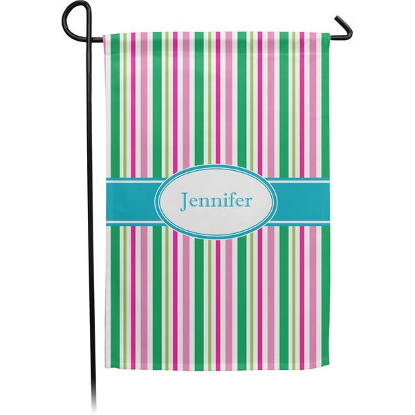 Custom Grosgrain Stripe Small Garden Flag - Double Sided w/ Name or Text