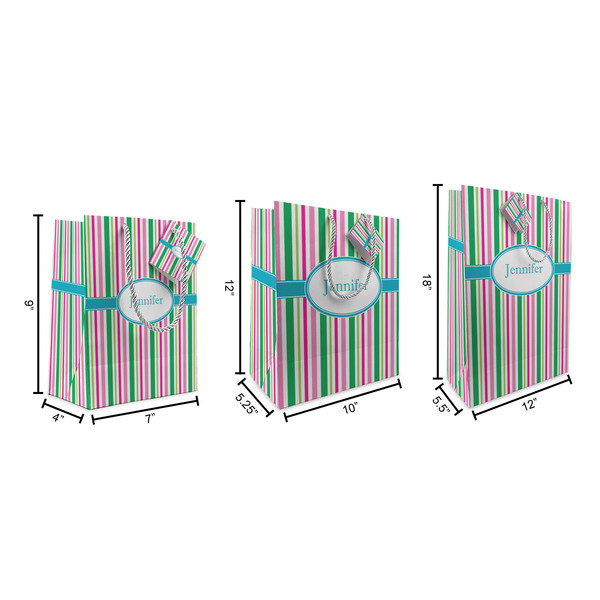 Grosgrain Stripe Gift Bags - All Sizes - Dimensions