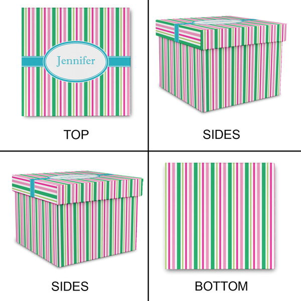 Grosgrain Stripe Gift Boxes with Lid - Canvas Wrapped - Large - Approval