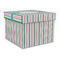 Grosgrain Stripe Gift Boxes with Lid - Canvas Wrapped - Large - Front/Main
