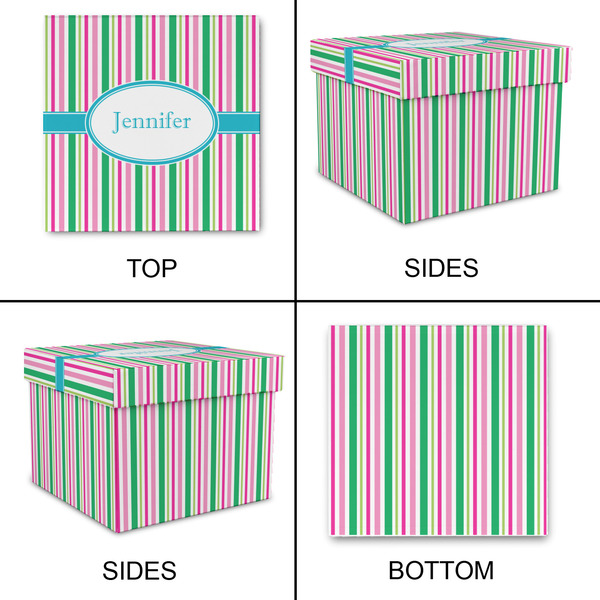 Grosgrain Stripe Gift Boxes with Lid - Canvas Wrapped - Medium - Approval