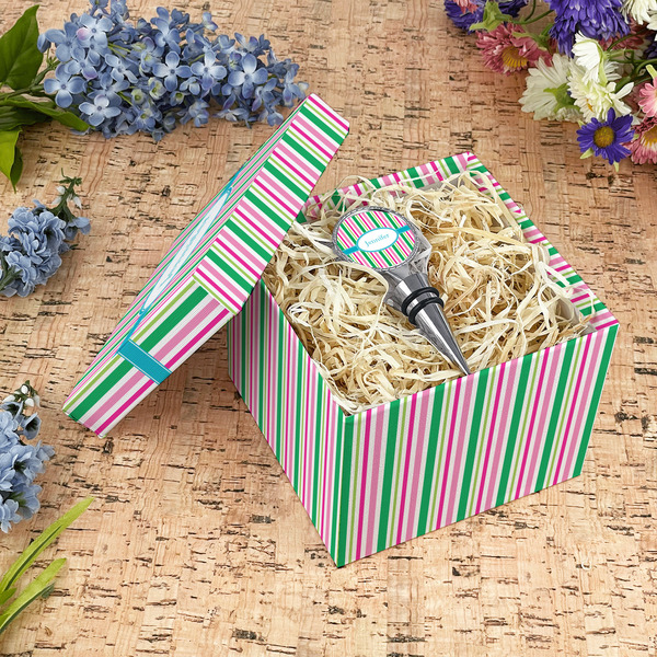 Grosgrain Stripe Gift Boxes with Lid - Canvas Wrapped - Medium - In Context