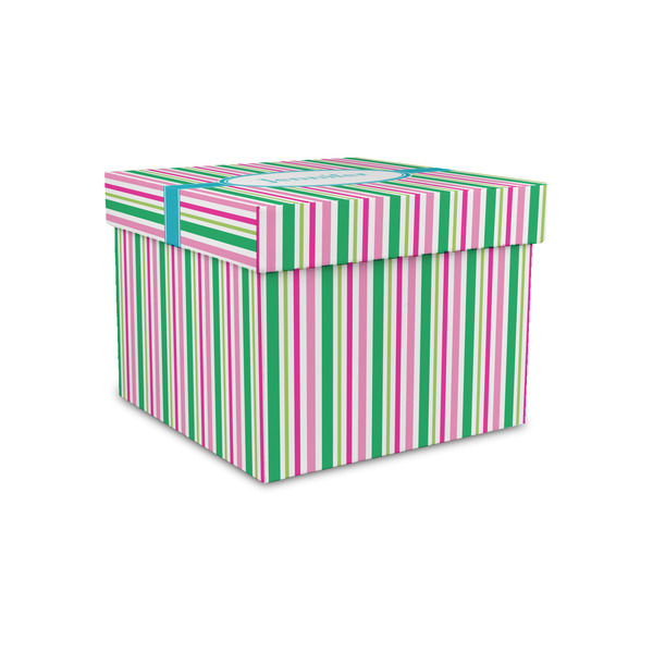 Custom Grosgrain Stripe Gift Box with Lid - Canvas Wrapped - Small (Personalized)