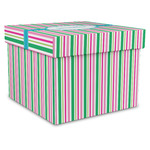 Grosgrain Stripe Gift Box with Lid - Canvas Wrapped - X-Large (Personalized)