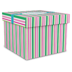 Grosgrain Stripe Gift Box with Lid - Canvas Wrapped - XX-Large (Personalized)