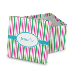 Grosgrain Stripe Gift Box with Lid - Canvas Wrapped (Personalized)