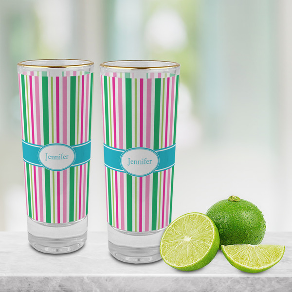 Grosgrain Stripe Glass Shot Glass - 2 oz - LIFESTYLE