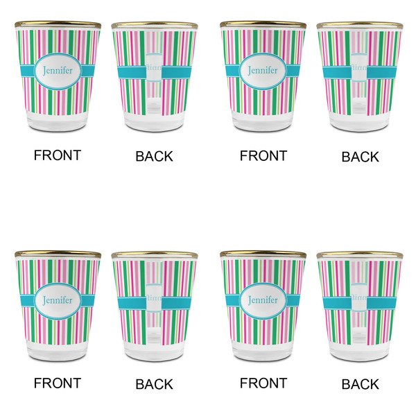 Grosgrain Stripe Glass Shot Glass - with gold rim - Set of 4 - APPROVAL