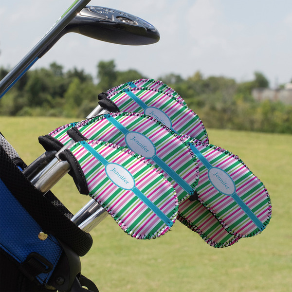 Grosgrain Stripe Golf Club Cover - Set of 9 - On Clubs