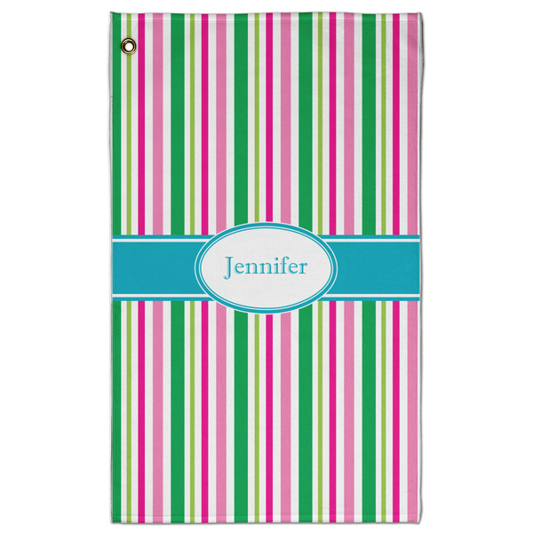 Custom Grosgrain Stripe Golf Towel - Poly-Cotton Blend - Large w/ Name or Text