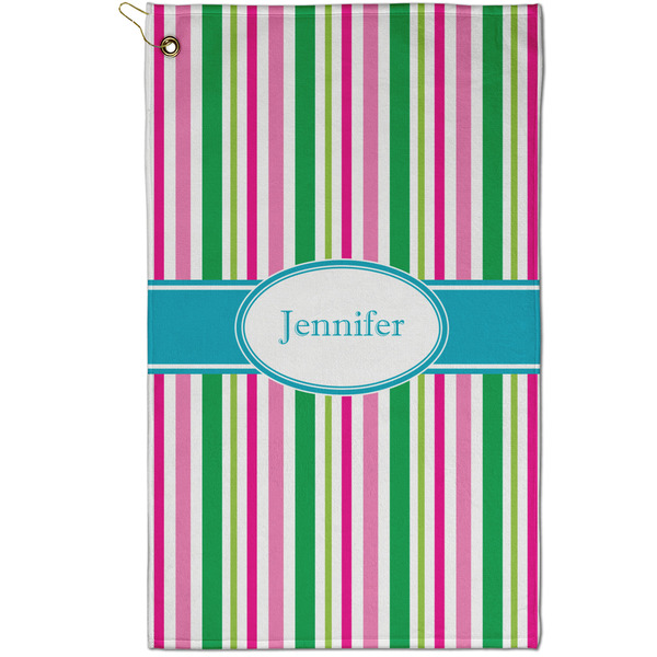 Custom Grosgrain Stripe Golf Towel - Poly-Cotton Blend - Small w/ Name or Text