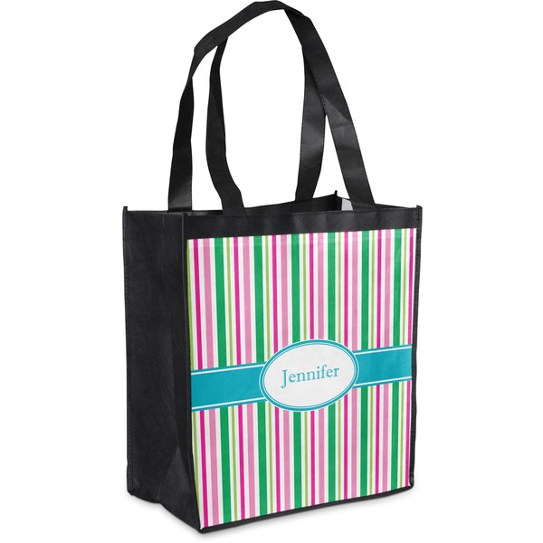 Custom Grosgrain Stripe Grocery Bag (Personalized)