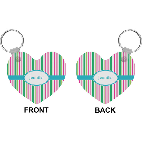 Grosgrain Stripe Heart Keychain (Front + Back)