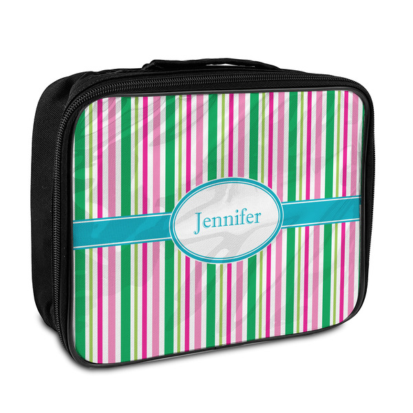Custom Grosgrain Stripe Insulated Lunch Bag w/ Name or Text