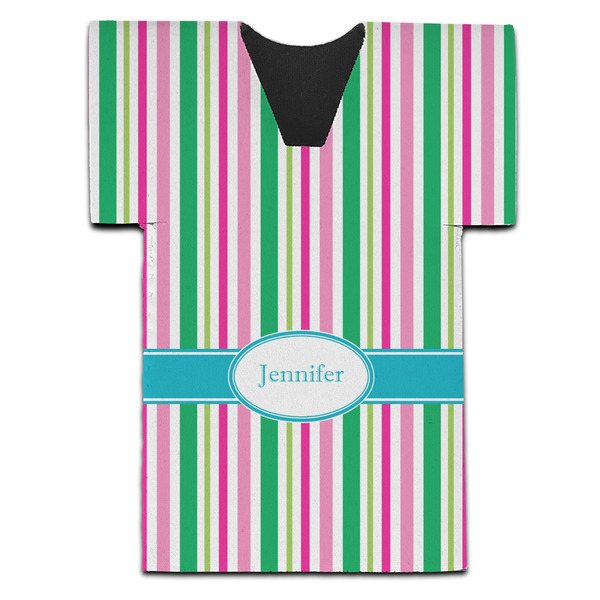 Custom Grosgrain Stripe Jersey Bottle Cooler (Personalized)