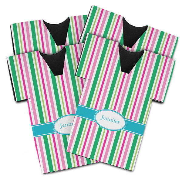 Custom Grosgrain Stripe Jersey Bottle Cooler - Set of 4 (Personalized)
