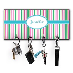 Grosgrain Stripe Key Hanger w/ 4 Hooks w/ Name or Text