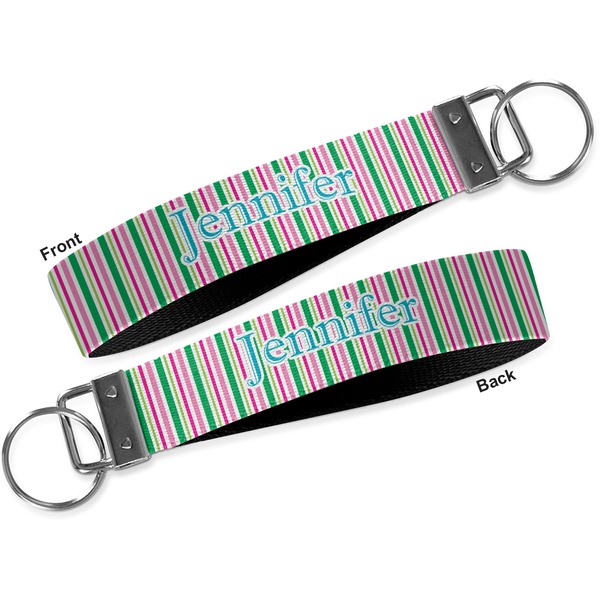 Grosgrain Stripe Key-chain - Metal and Nylon - Front and Back