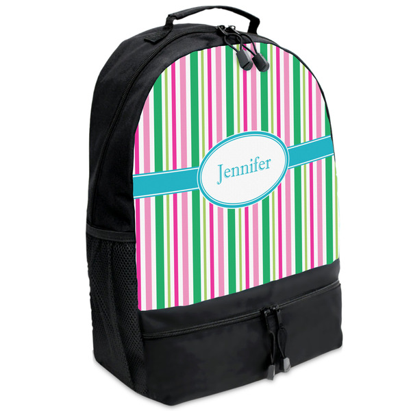 Custom Grosgrain Stripe Backpacks - Black (Personalized)