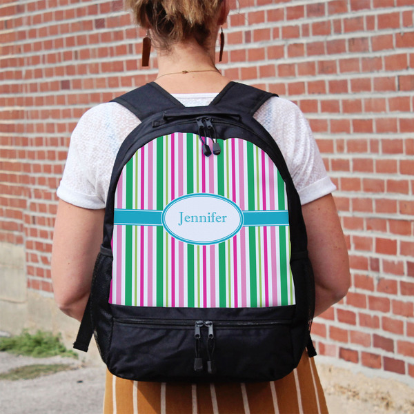 Grosgrain Stripe Large Backpack - Black - On Back