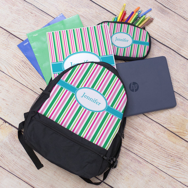 Grosgrain Stripe Large Backpack - Black - With Stuff