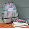 Grosgrain Stripe Large Backpack - Gray - On Desk