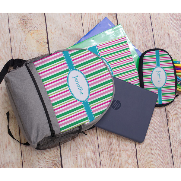 Grosgrain Stripe Large Backpack - Gray - With Stuff