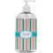 Grosgrain Stripe Plastic Soap / Lotion Dispenser (16 oz - Large - White) (Personalized)