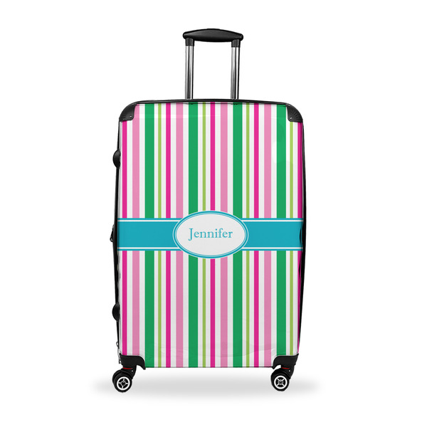 Custom Grosgrain Stripe Suitcase - 28" Large - Checked w/ Name or Text