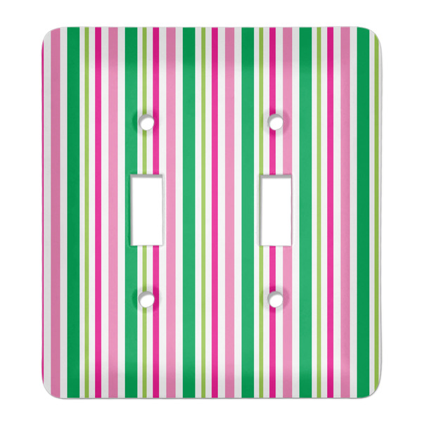Custom Grosgrain Stripe Light Switch Cover (2 Toggle Plate)
