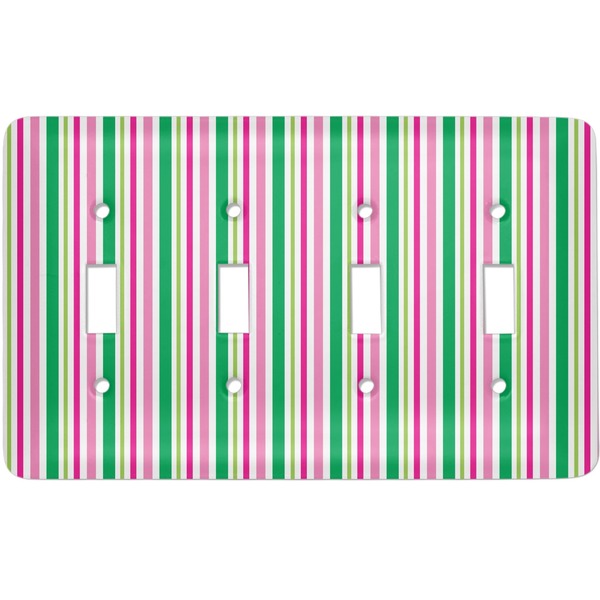 Custom Grosgrain Stripe Light Switch Cover (4 Toggle Plate)