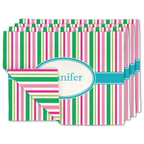 Custom Grosgrain Stripe Linen Placemat w/ Name or Text