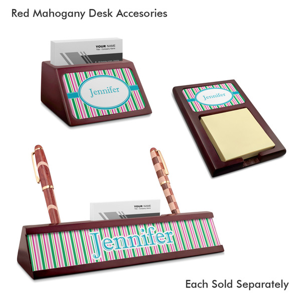 Grosgrain Stripe Mahogany Desk Accessories