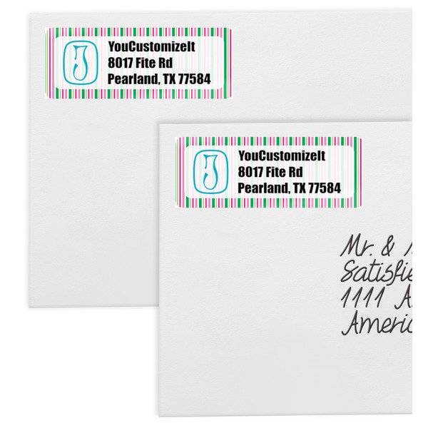 Grosgrain Stripe Mailing Labels - Double Stack Close Up