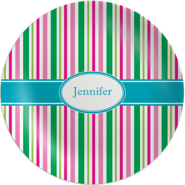 Custom Grosgrain Stripe Melamine Plate - 10" (Personalized)