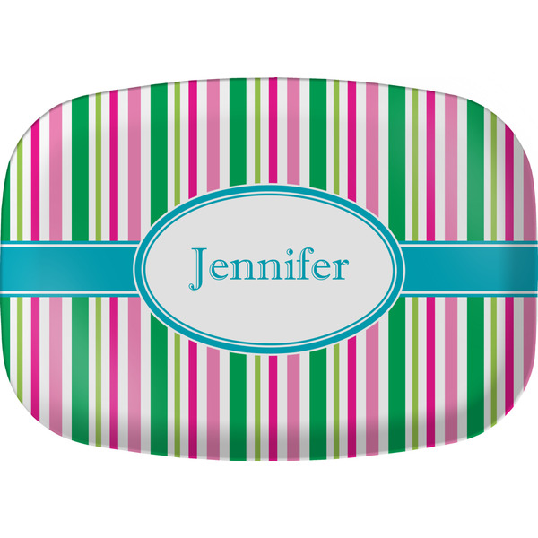 Custom Grosgrain Stripe Melamine Platter w/ Name or Text