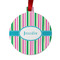 Grosgrain Stripe Metal Ball Ornament - Double Sided w/ Name or Text