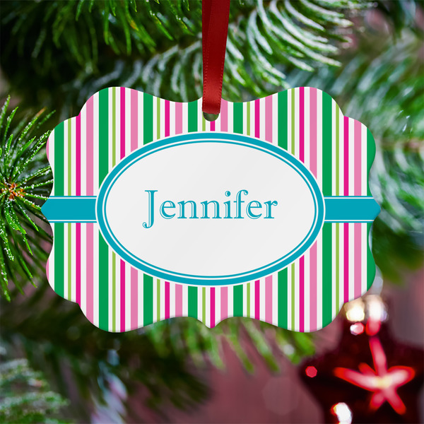 Grosgrain Stripe Metal Benilux Ornament - Lifestyle