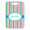 Grosgrain Stripe Metal Luggage Tag - Front Without Strap