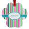 Grosgrain Stripe Metal Paw Ornament - Double Sided w/ Name or Text