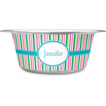 Grosgrain Stripe Stainless Steel Dog Bowl (Personalized)