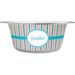 Grosgrain Stripe Stainless Steel Dog Bowl - Large (Personalized)