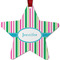 Grosgrain Stripe Metal Star Ornament - Double Sided w/ Name or Text
