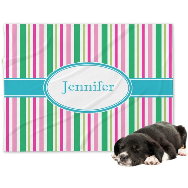 Custom Grosgrain Stripe Dog Blanket - Large (Personalized)