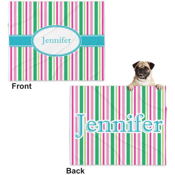 Grosgrain Stripe Microfleece Dog Blanket - Large- Front & Back