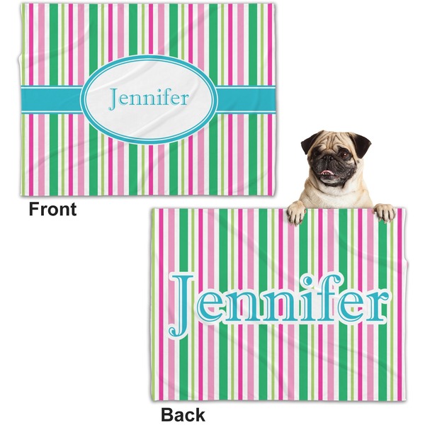Grosgrain Stripe Microfleece Dog Blanket - Regular - Front & Back