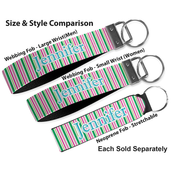 Grosgrain Stripe Multiple Key Ring comparison sizes