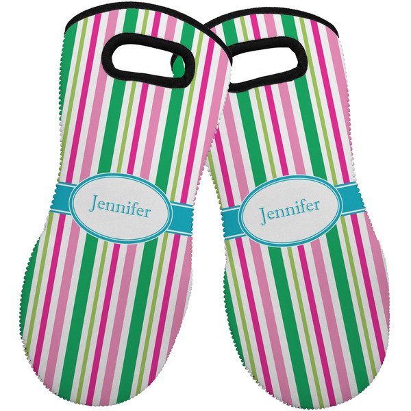Grosgrain Stripe Neoprene Oven Mitt -Set of 2 - Front