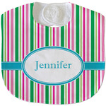 Grosgrain Stripe Velour Baby Bib w/ Name or Text
